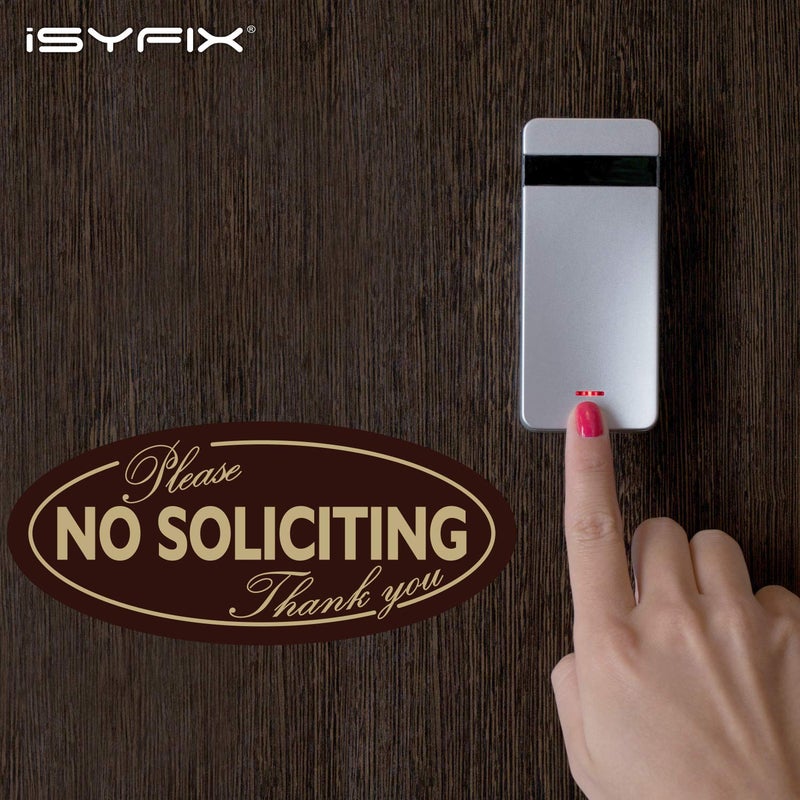 iSYFIX No Soliciting Sign Sticker for House, Home & Business - 4 Pack 7 x 3 inch - Premium Self-Adhesive Vinyl, Laminated for Ultimate UV, Weather, Scratch, Water and Fade Resistance, Indoor & Outdoor - Image 4